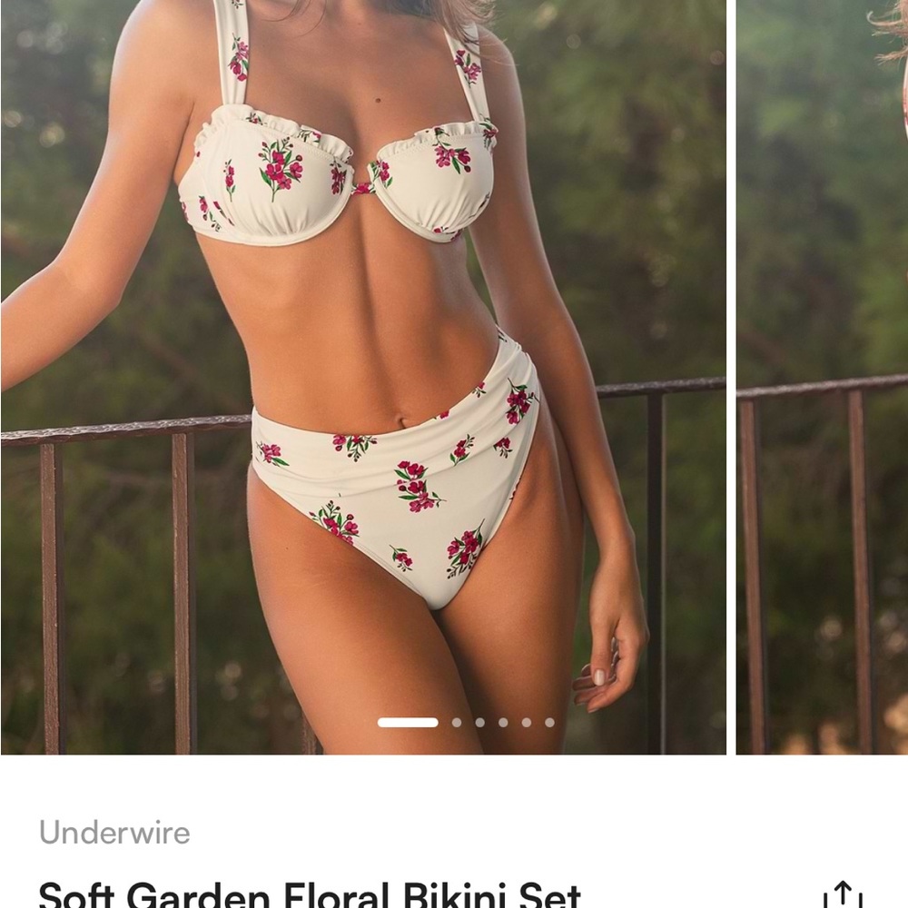 NWT Cupshe Cream Floral Bikini Set